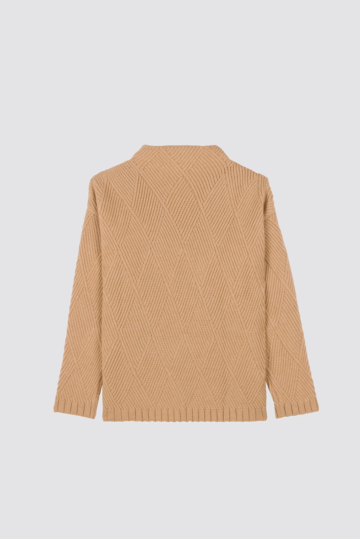 Diamond-pattern sweater w/ funnel neck Calamintha Beige