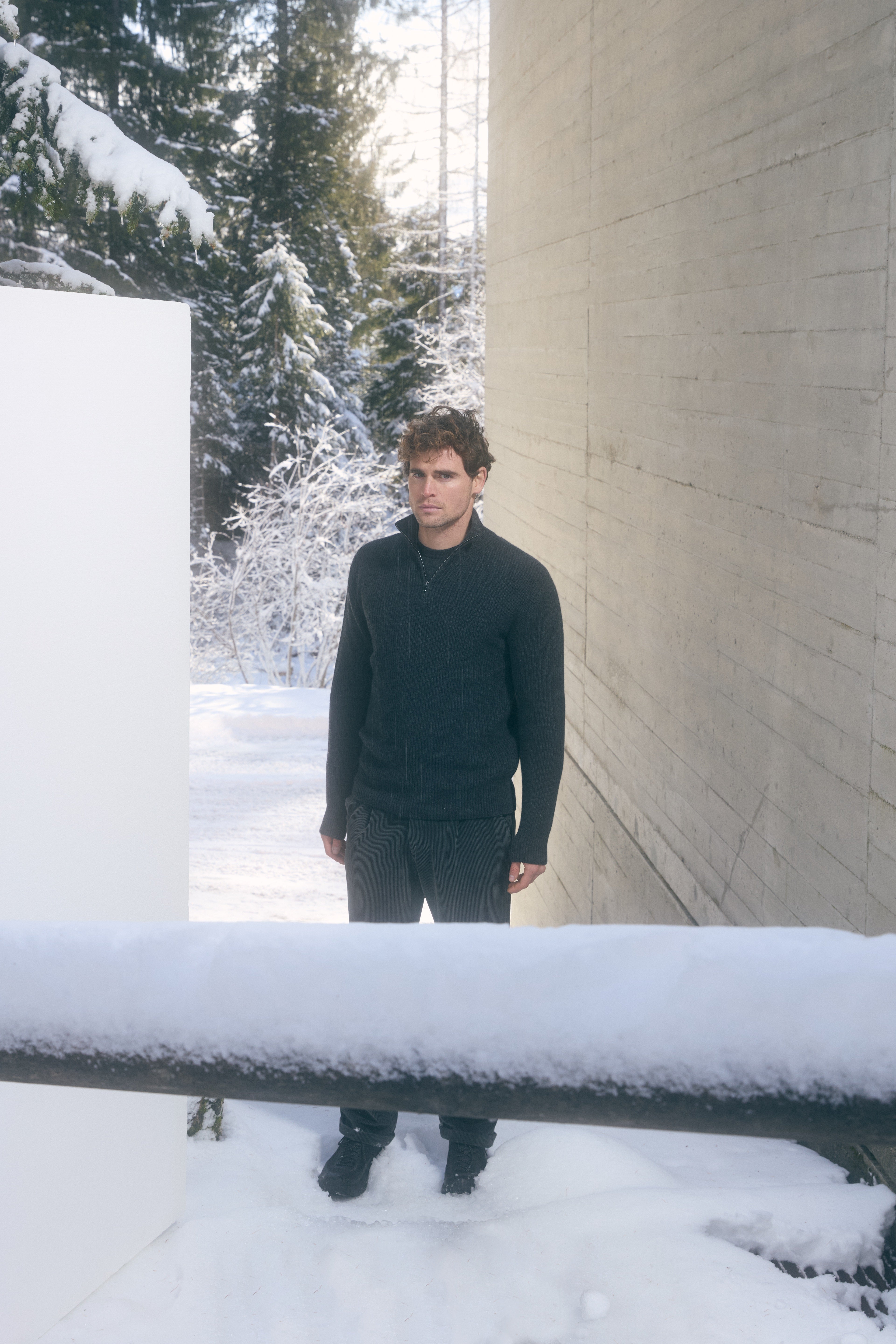 Maglione a collo alto con mezza zip Ibisco Antracite