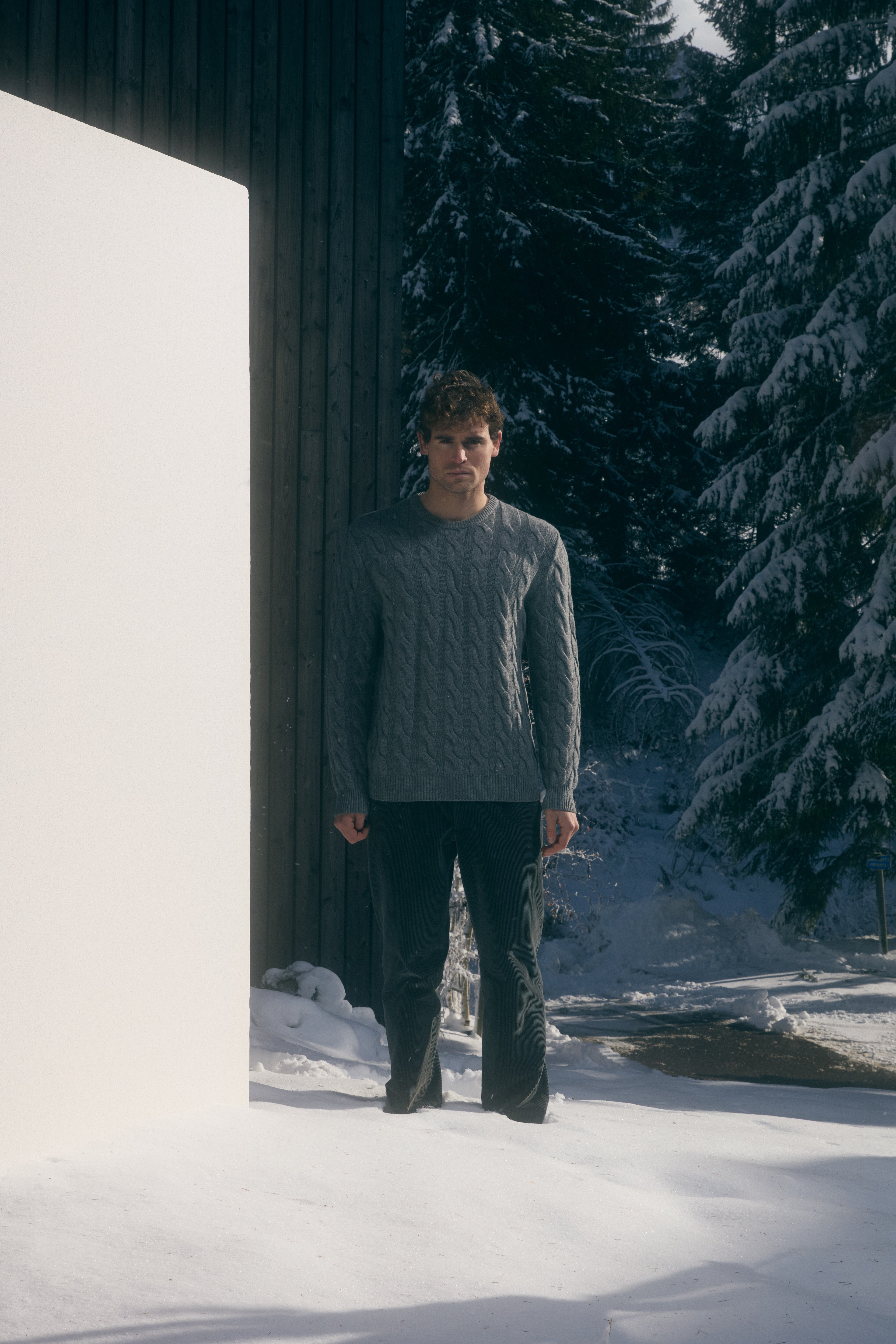 Maglione a trecce Anemone Grigio Melange