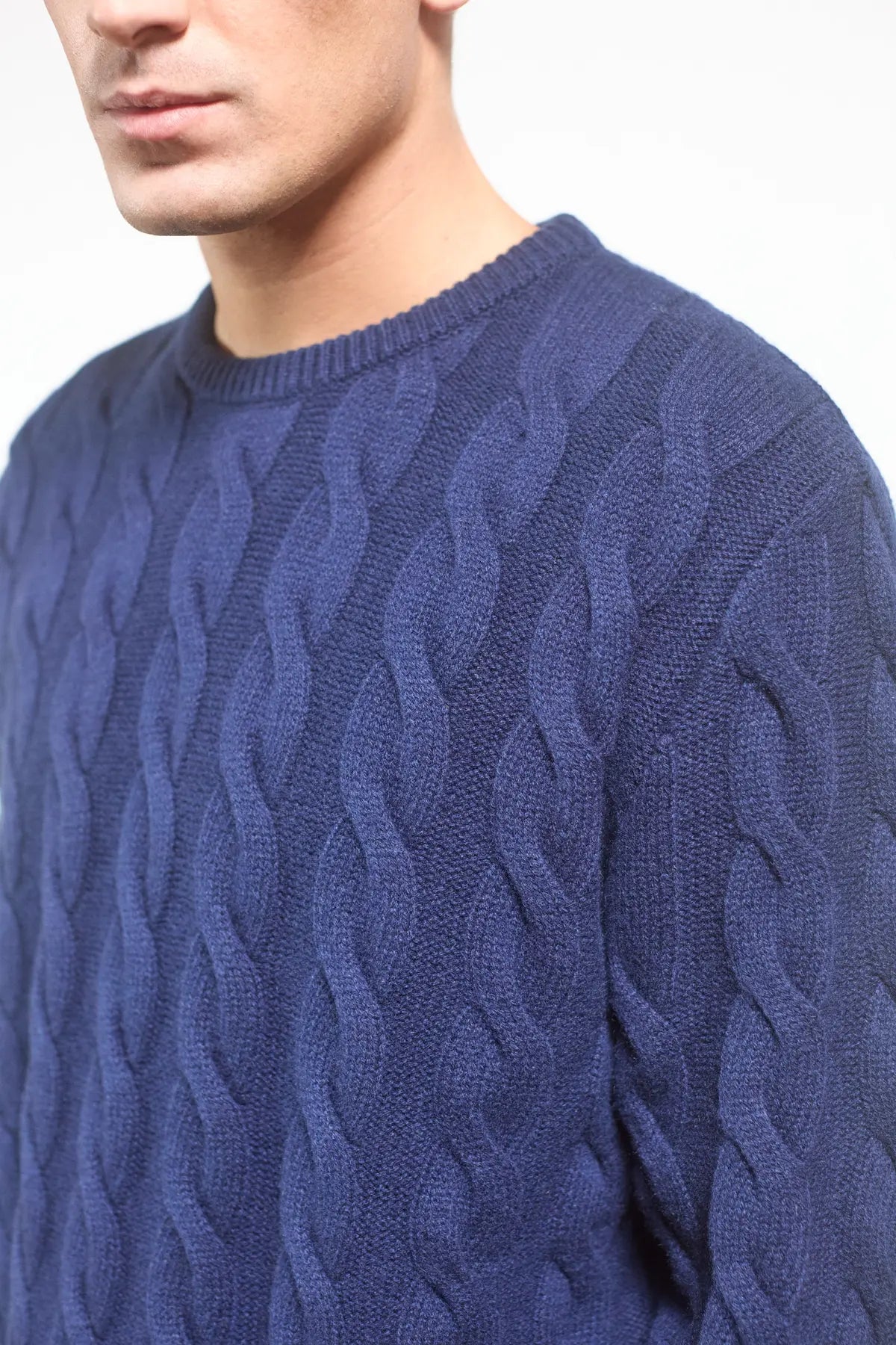 Maglione in maglia a trecce Anemone Blue Navy