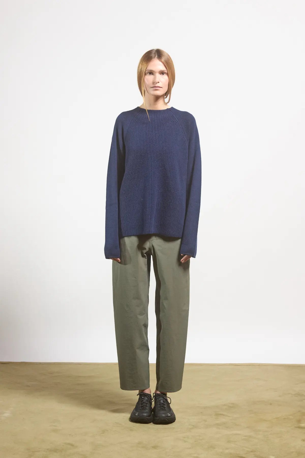 Maglione in maglia semplice con coste inglesi Campanulla Blue Navy