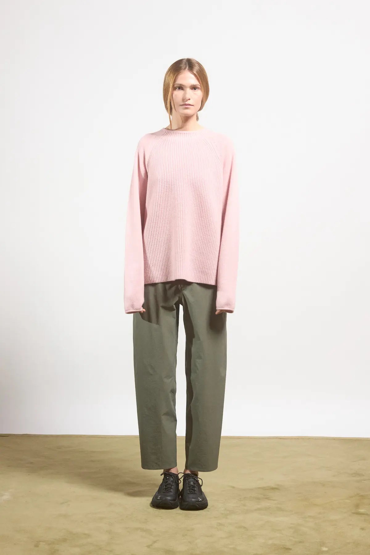 Maglione in maglia semplice con coste inglesi Campanulla Antique Pink