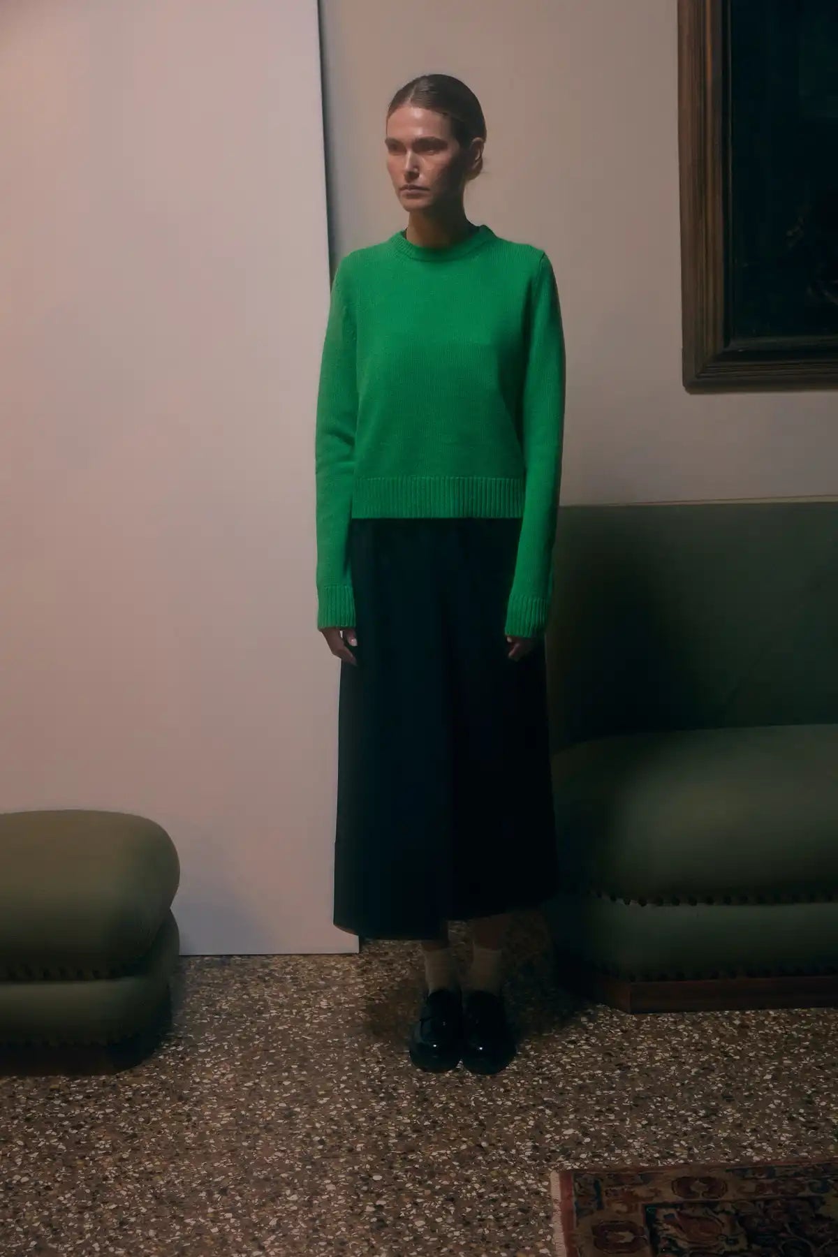 Maglione a coste alte Dalia Verde Elettrico