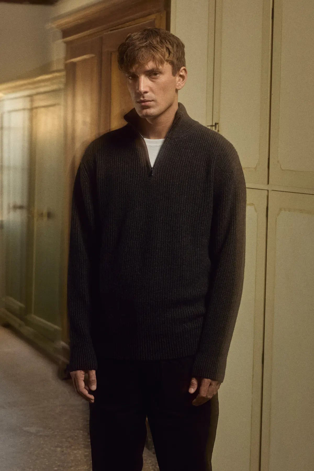 Maglione collo alto mezza zip Ibisco Antracite