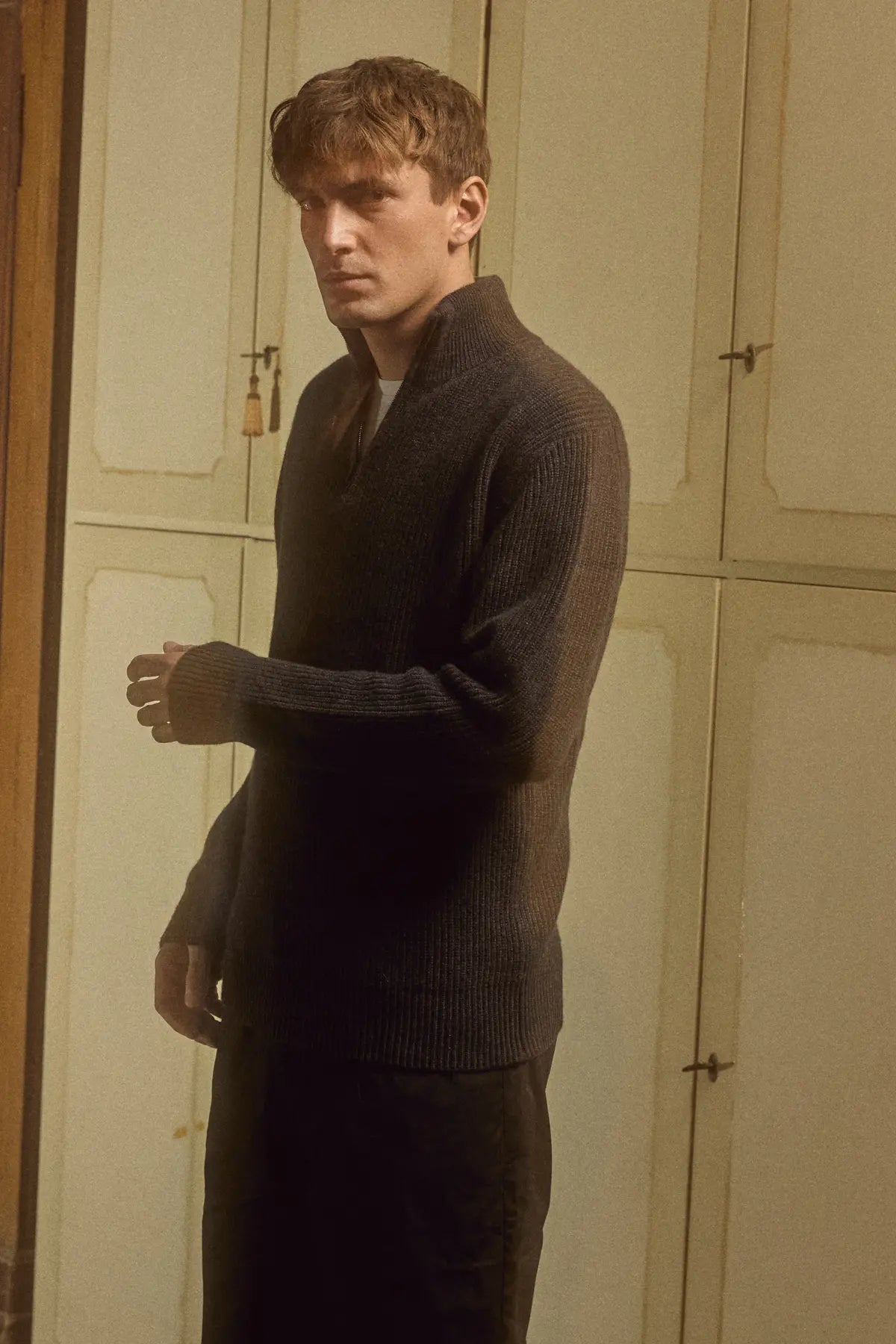 Maglione collo alto mezza zip Ibisco Antracite