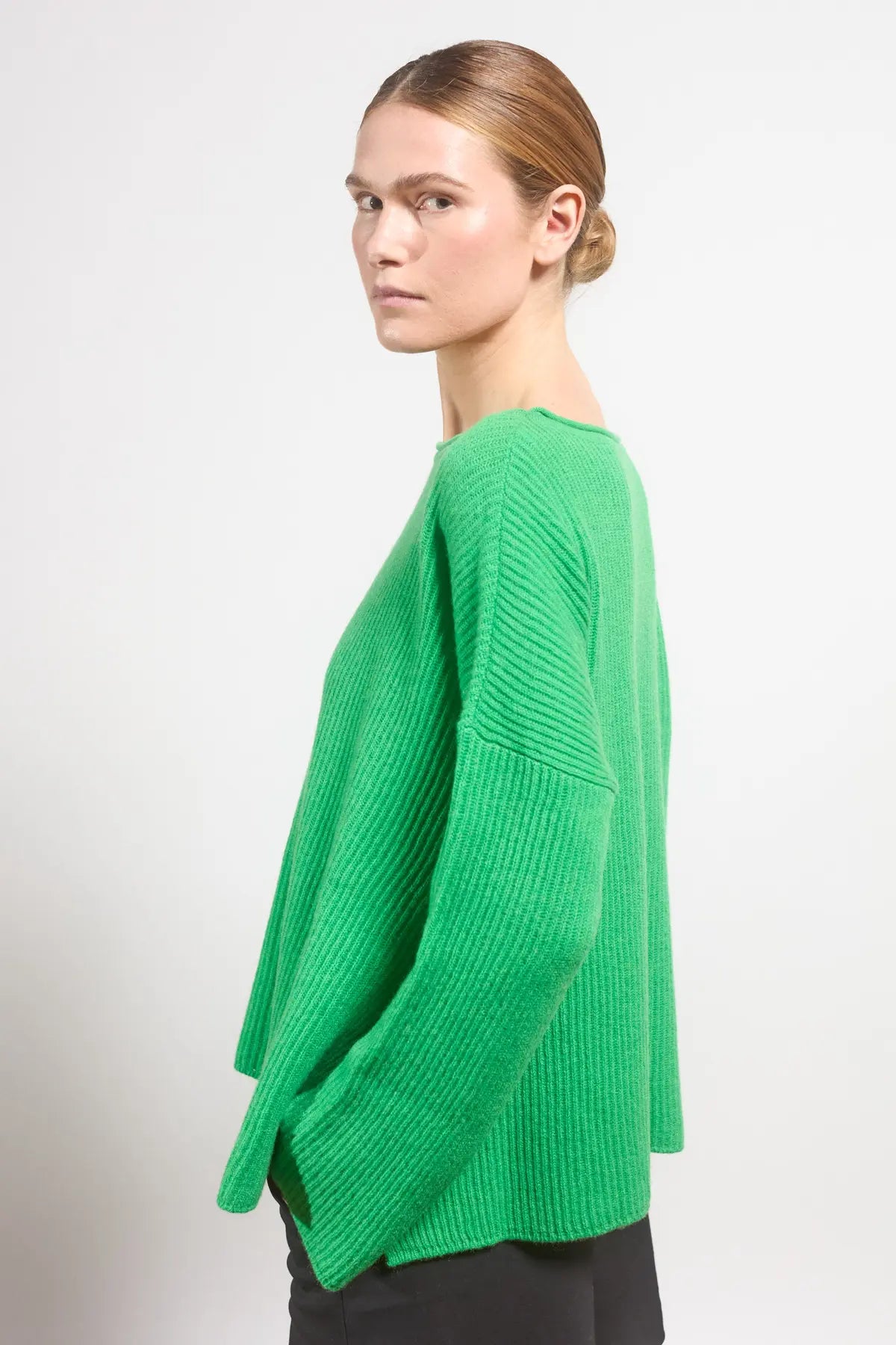 Openwork popcorn knit sweater Olea Electric Green