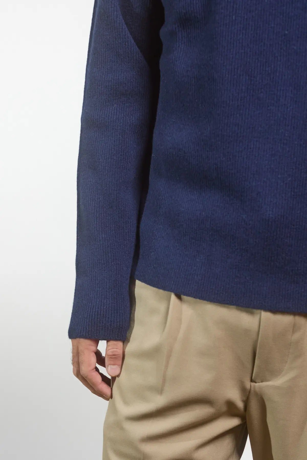 Maglione girocollo in maglia a coste inglesi Timo Blu Navy