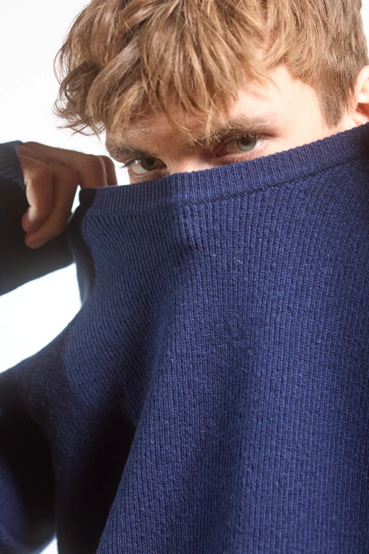 Maglione girocollo in maglia a coste inglesi Timo Blu Navy