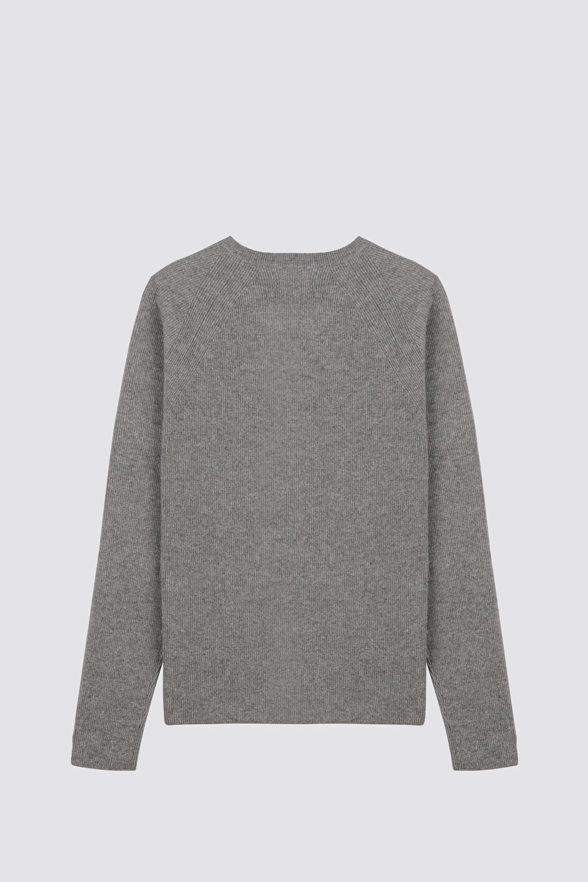 Crew neck sweater in English rib knit Timo Dark Grey