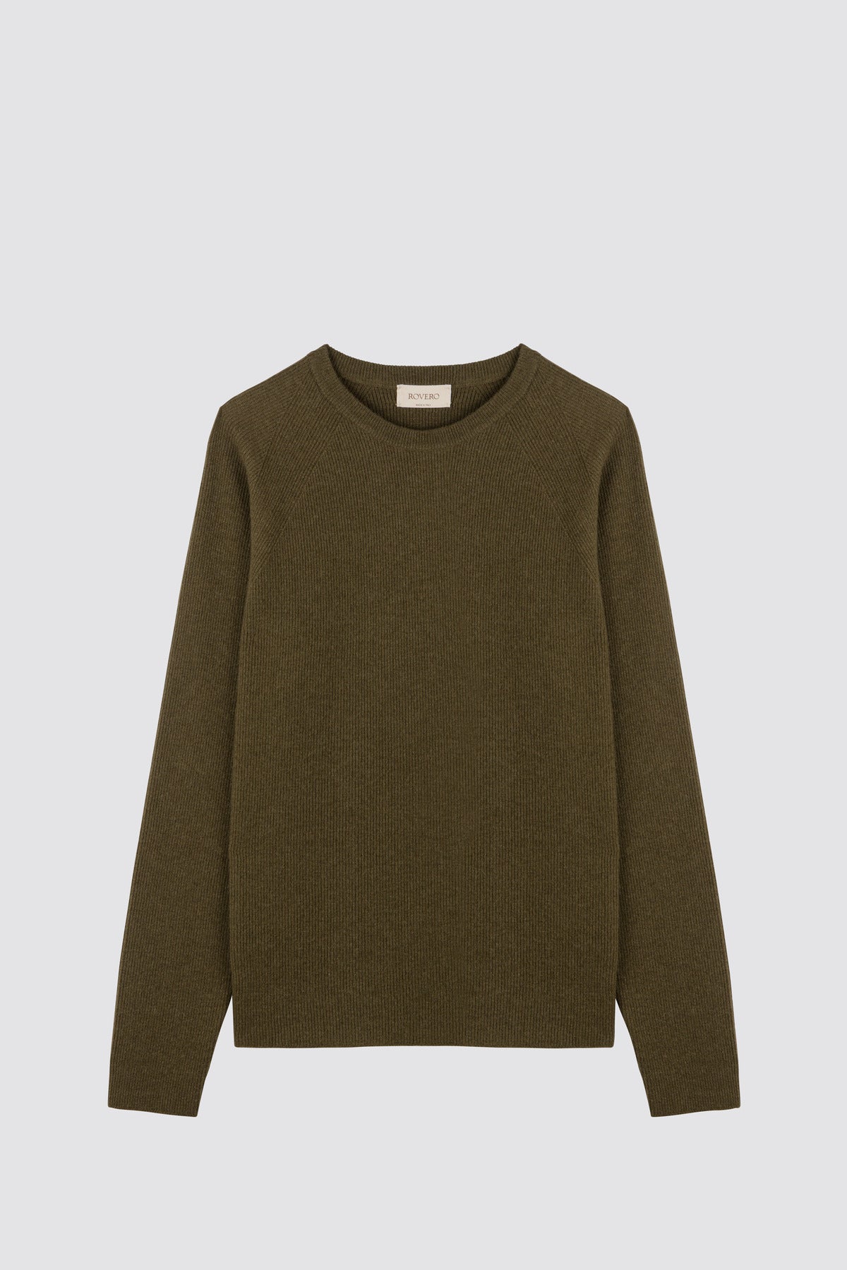 Maglione girocollo in maglia a coste inglesi Timo Verde Militare