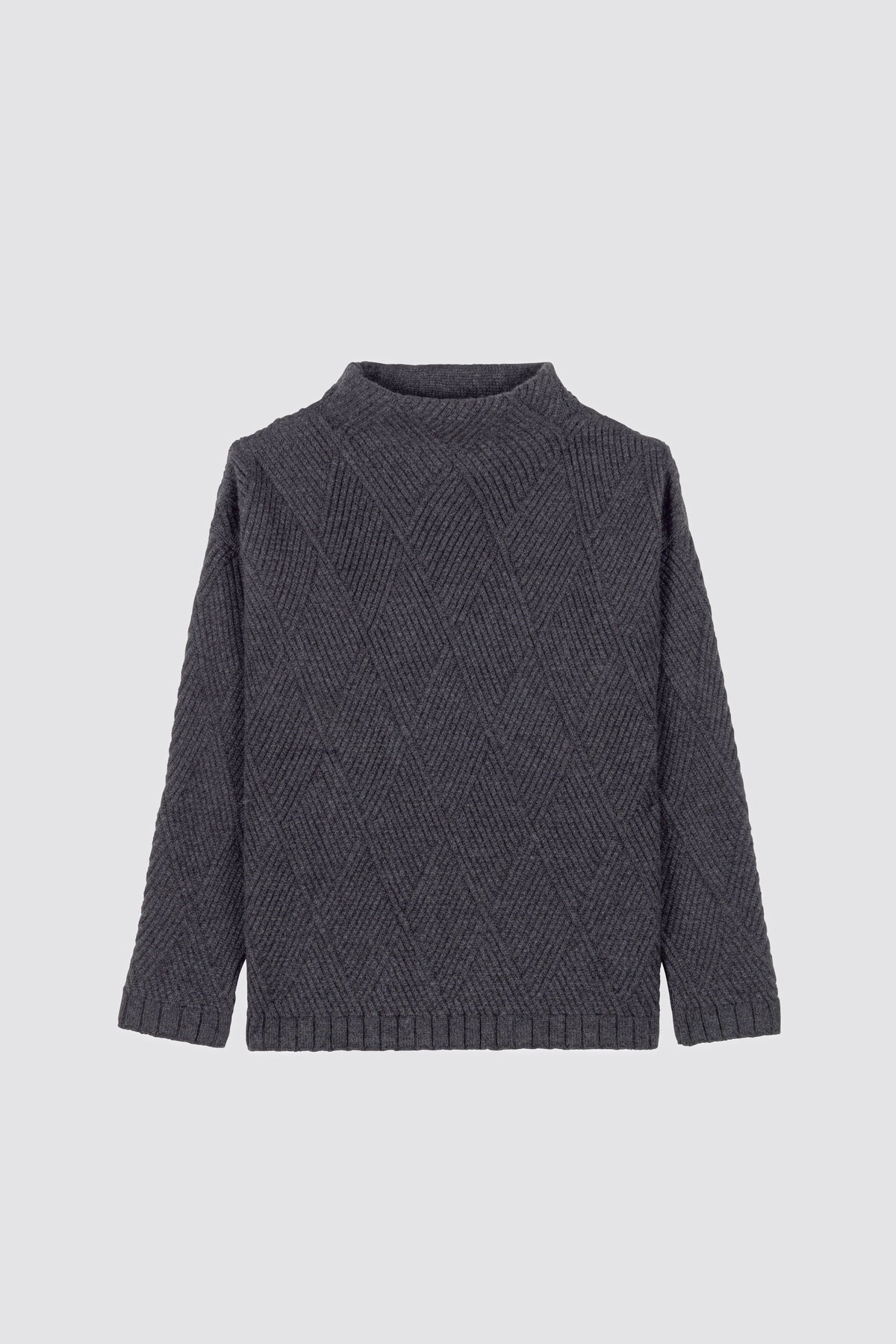 Diamond-pattern sweater w/ funnel neck Calamintha Anthracite