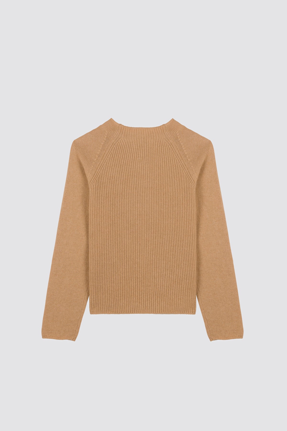 Plain knit sweater w/ English rib Campanula Beige