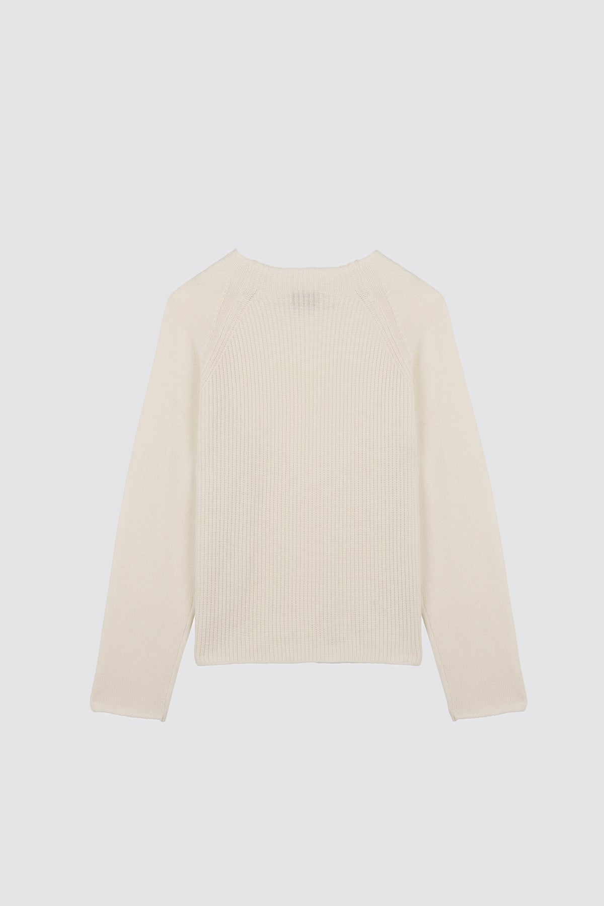 Plain knit sweater w/ English rib Campanula Cream