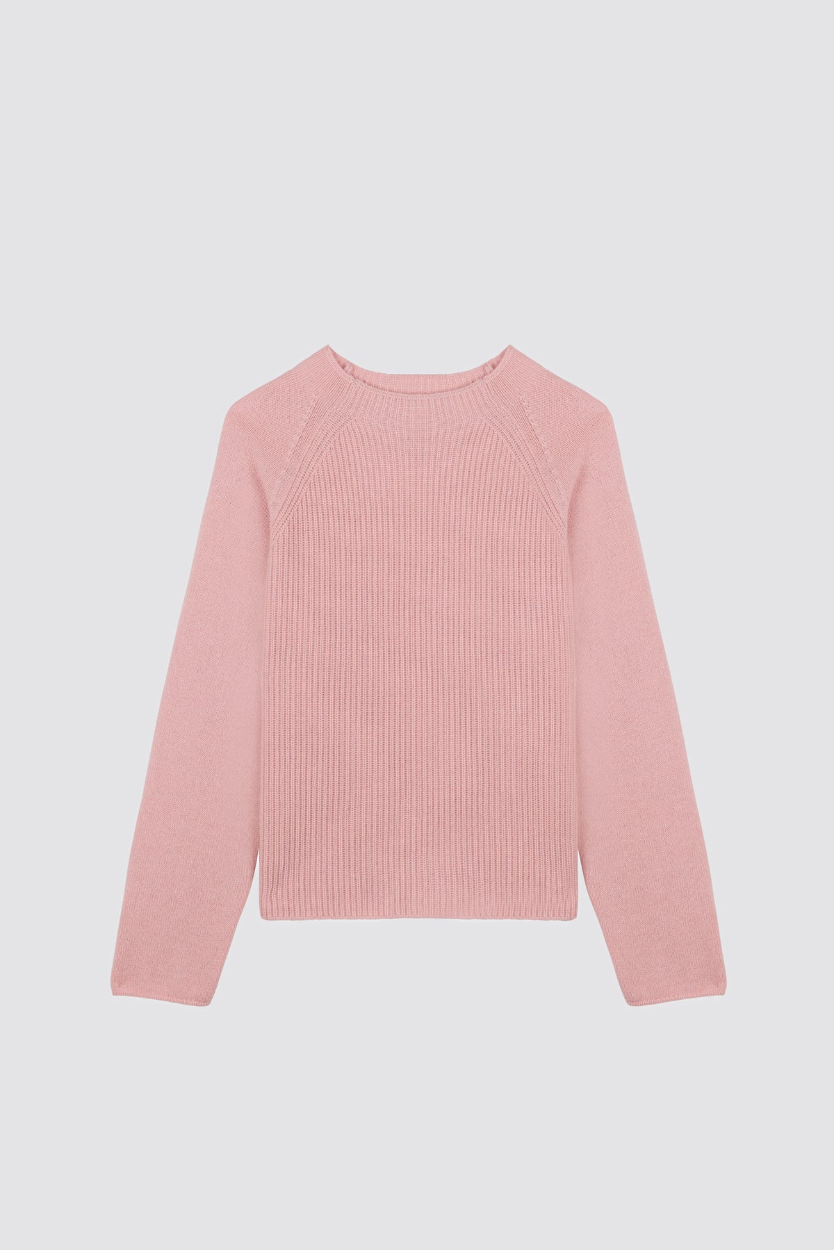 Plain knit sweater w/ English rib Campanula Antique Pink