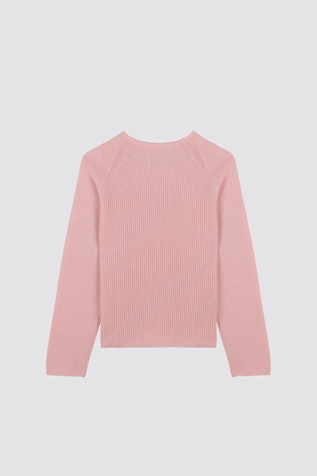 Plain knit sweater w/ English rib Campanula Antique Pink