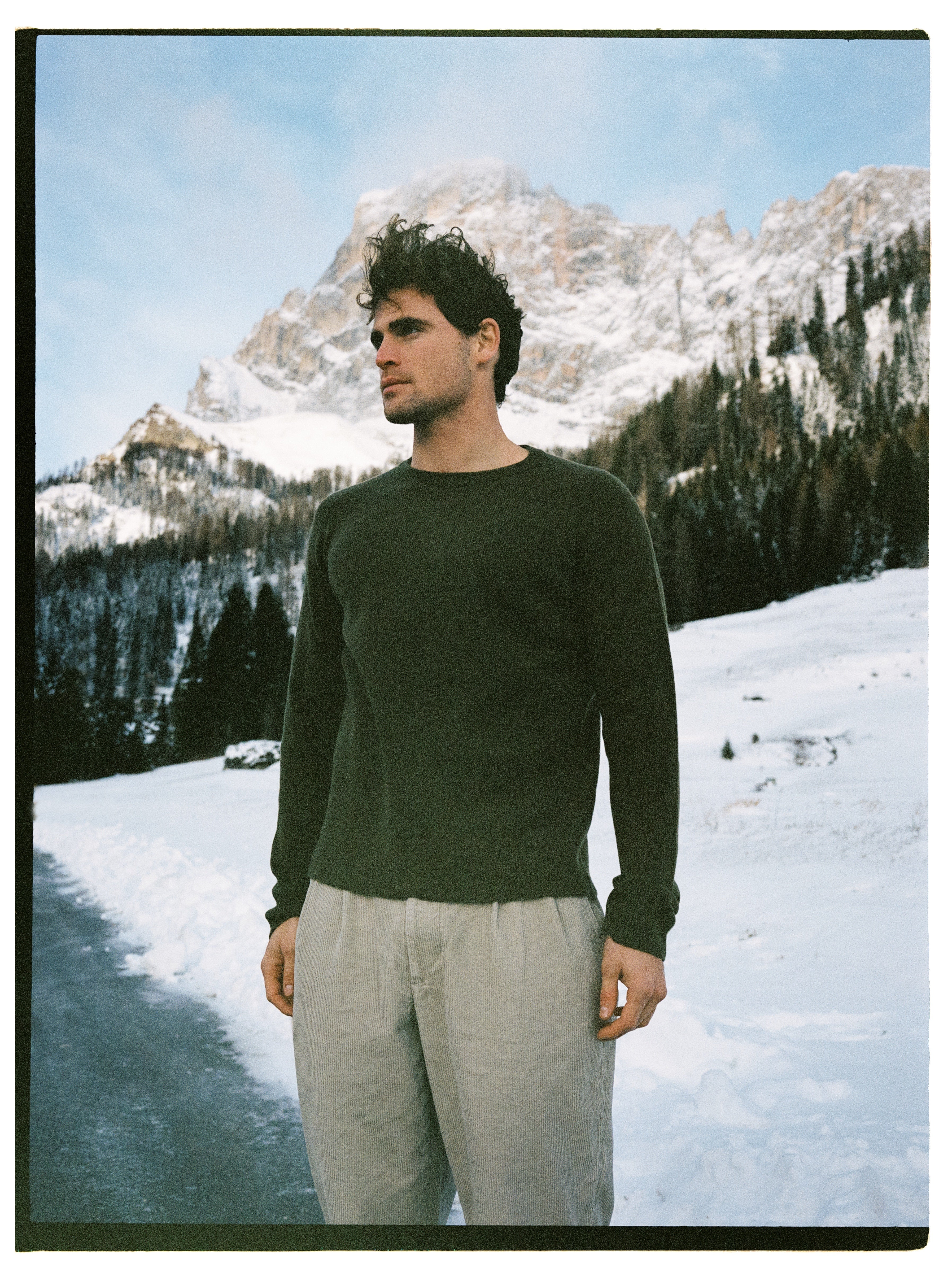 Maglione girocollo in maglia a coste inglesi Timo Verde Militare