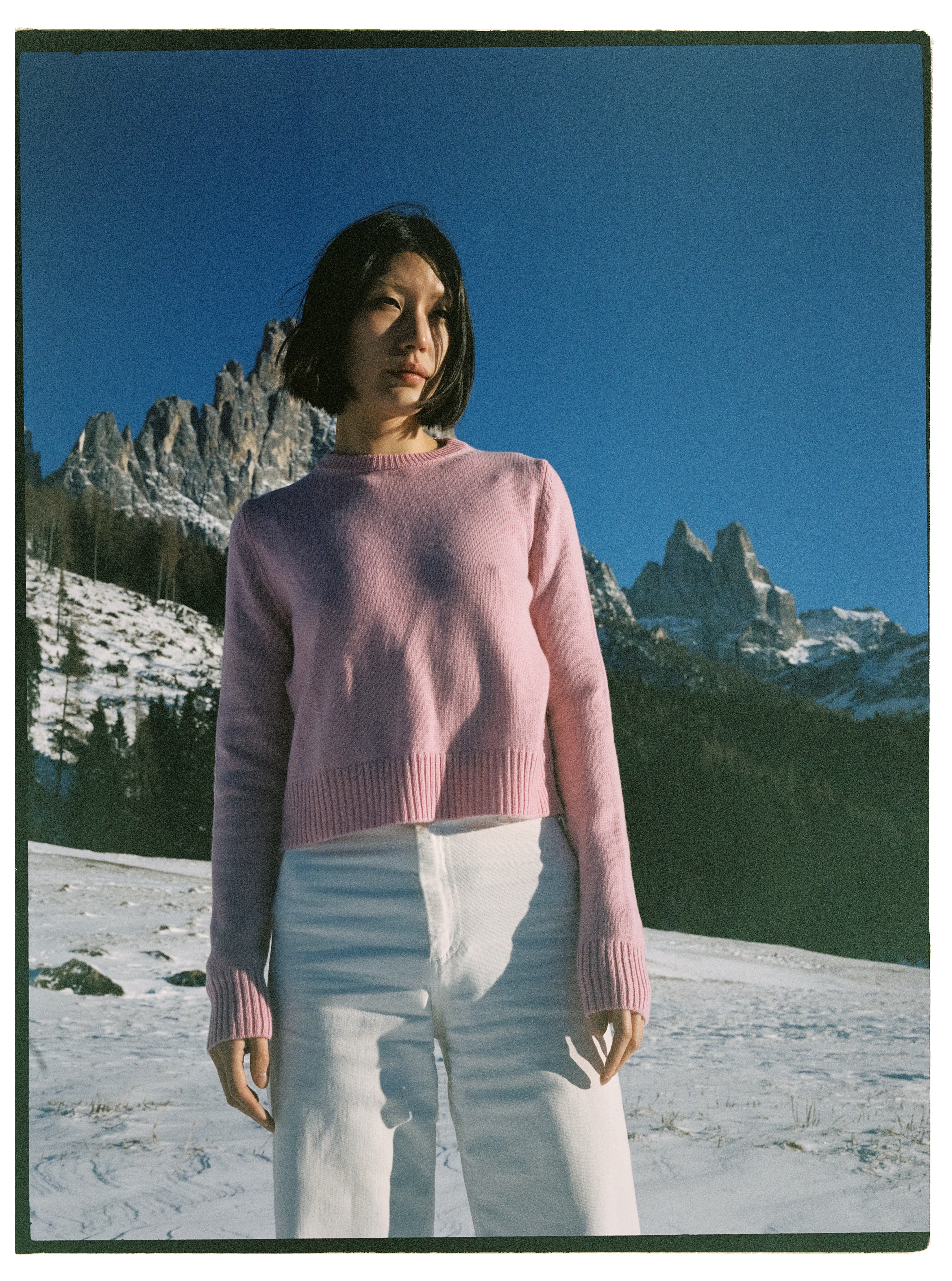 Maglione a coste alte Dalia Rosa Chiaro