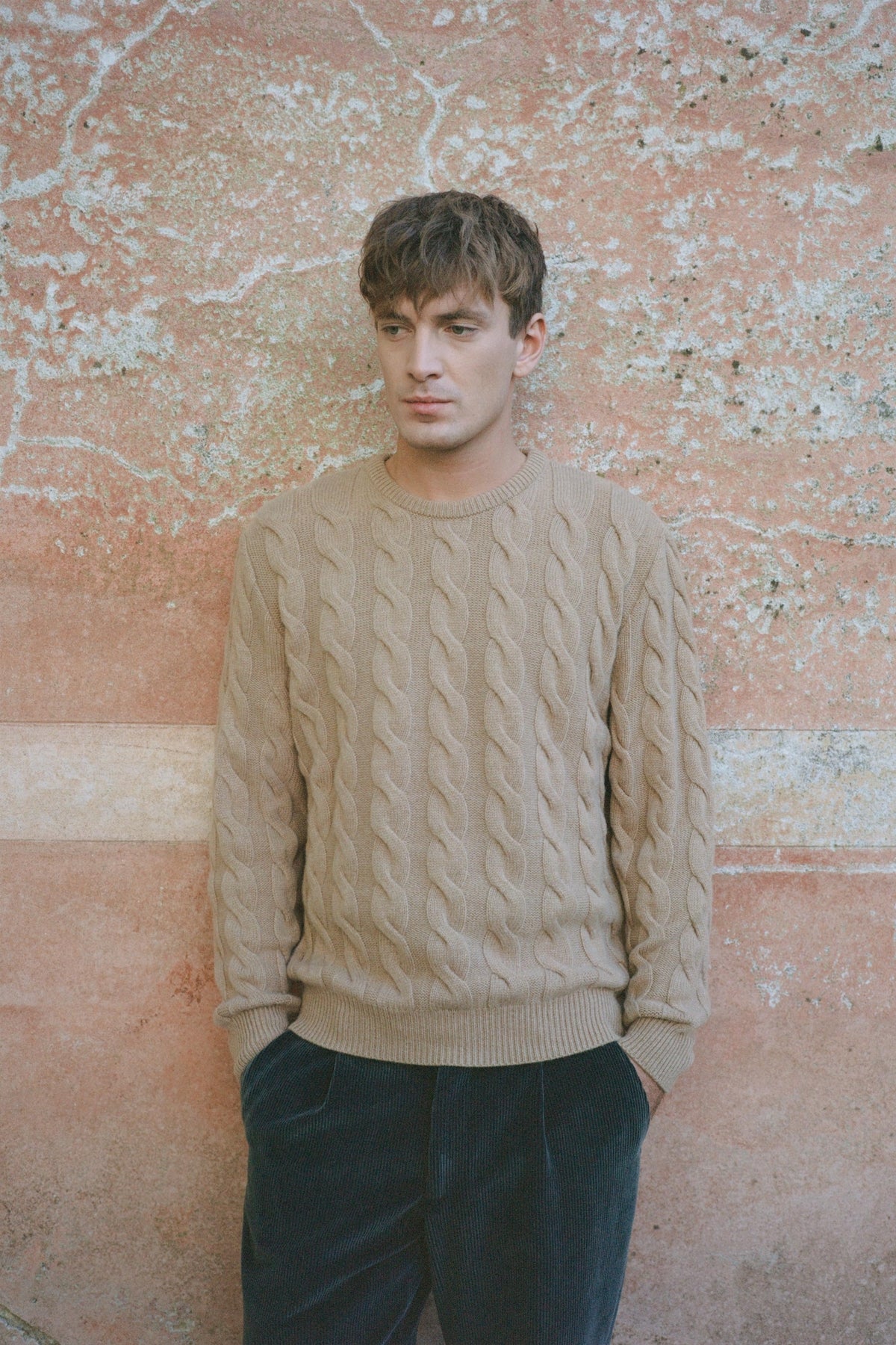 Cable knit sweater Anemone Camel