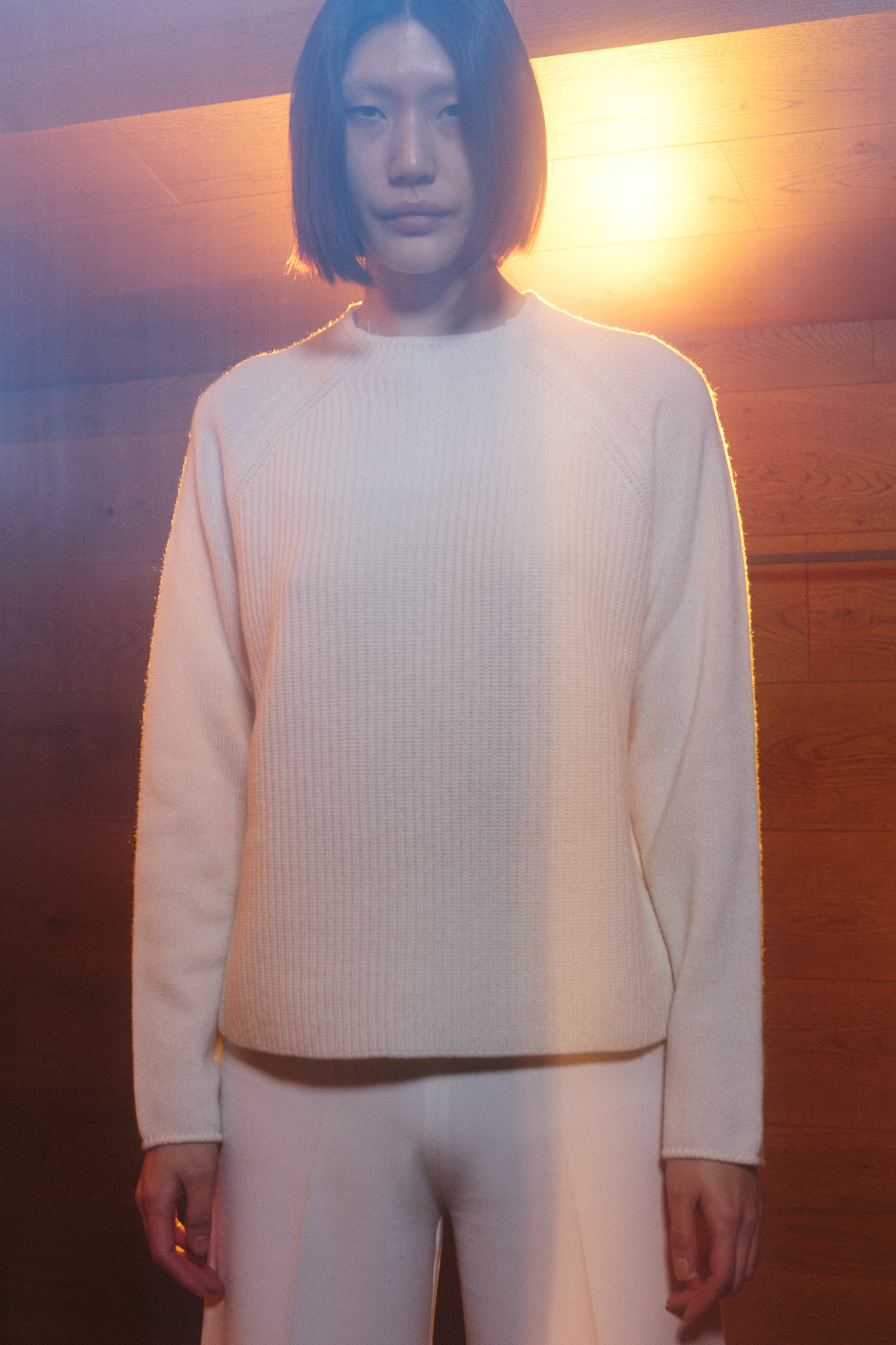 Maglione con coste inglesi Campanula Panna