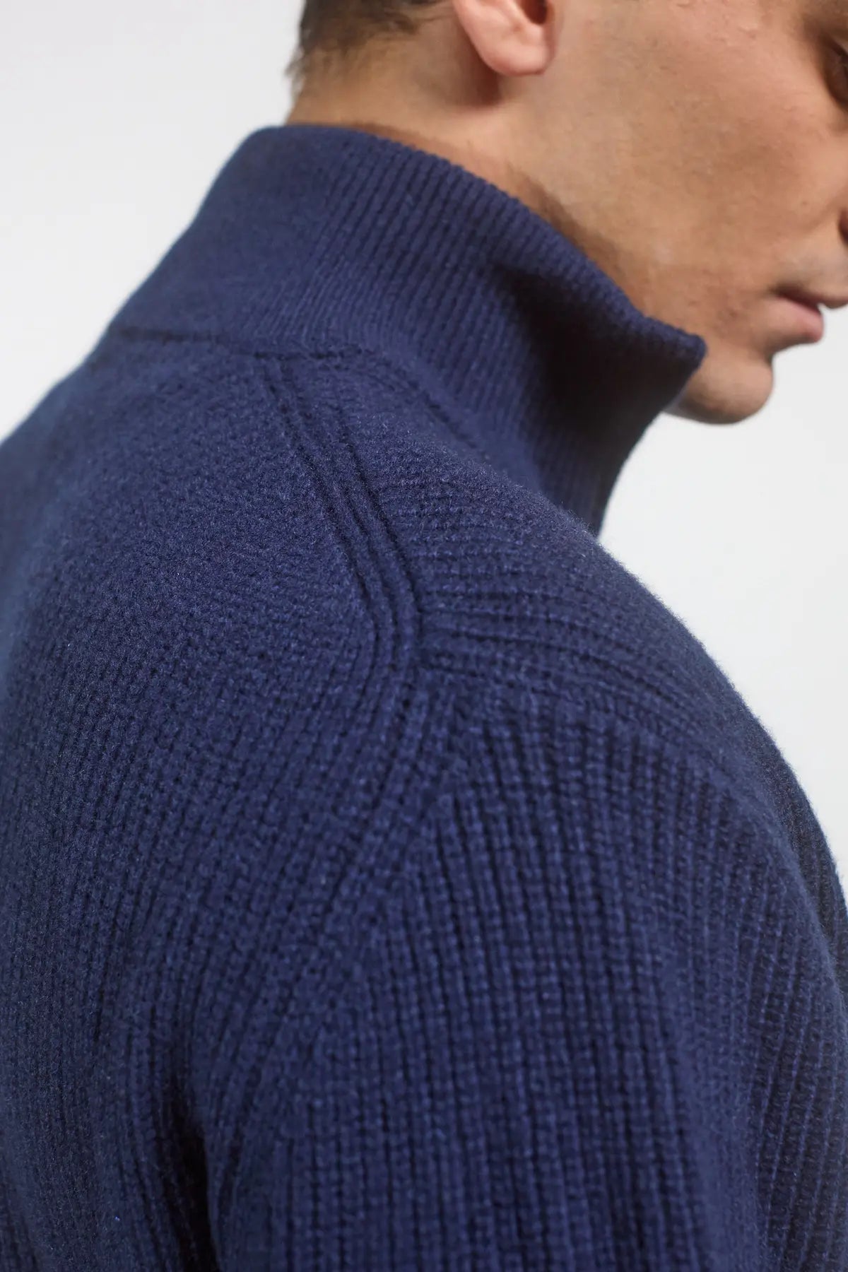 Maglione a collo alto con mezza zip Ibisco Blue Navy