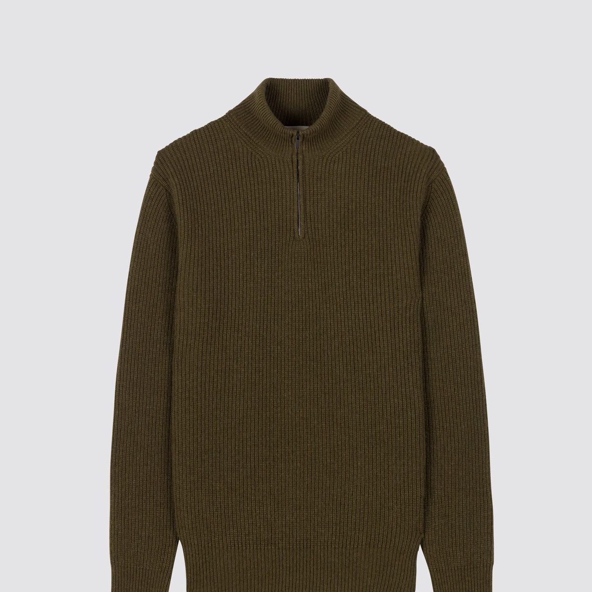 Rovero Cashmere Hibiscus Half-Zip Turtleneck Sweater in Military Green