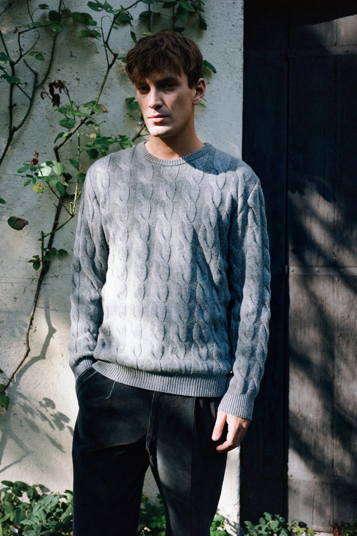 Maglione in maglia a trecce Anemone Grigio scuro