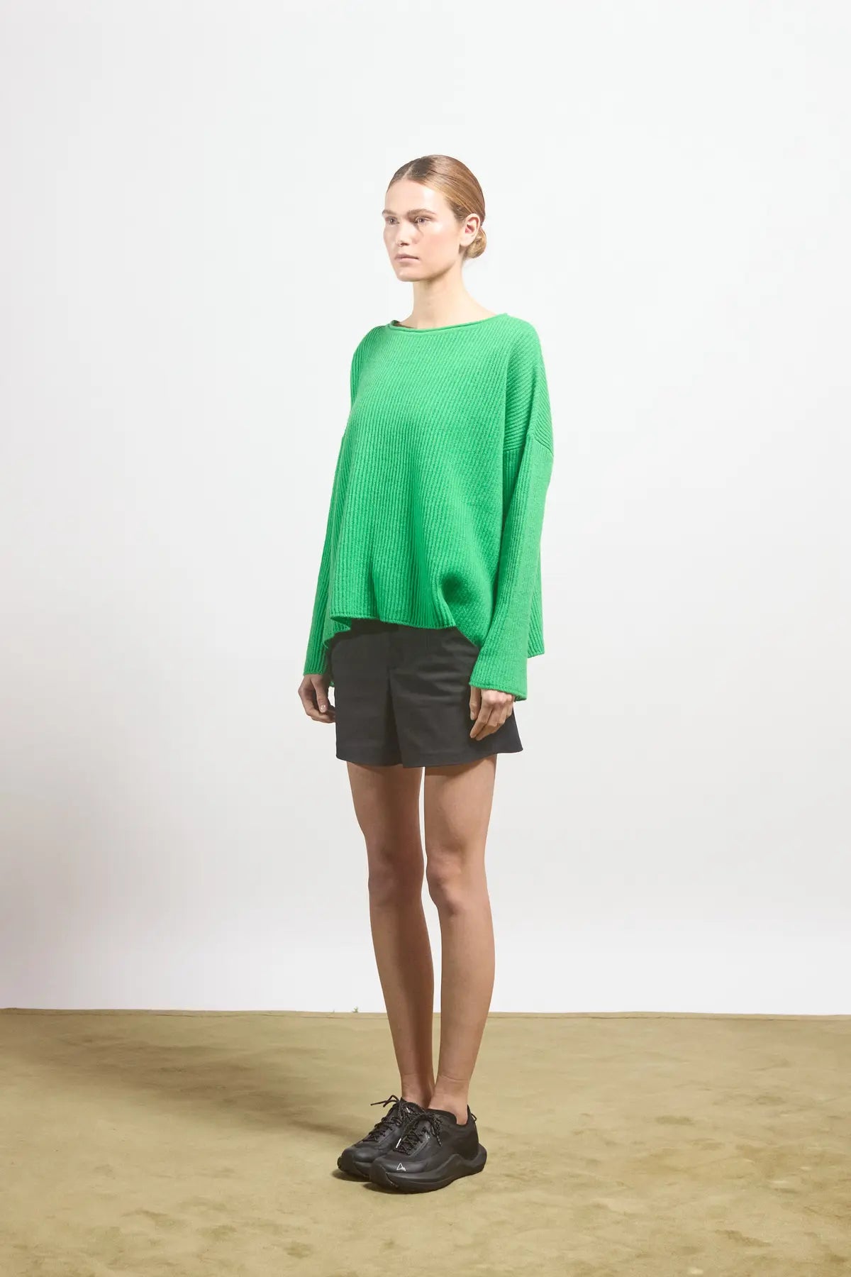 Openwork popcorn knit sweater Olea Electric Green