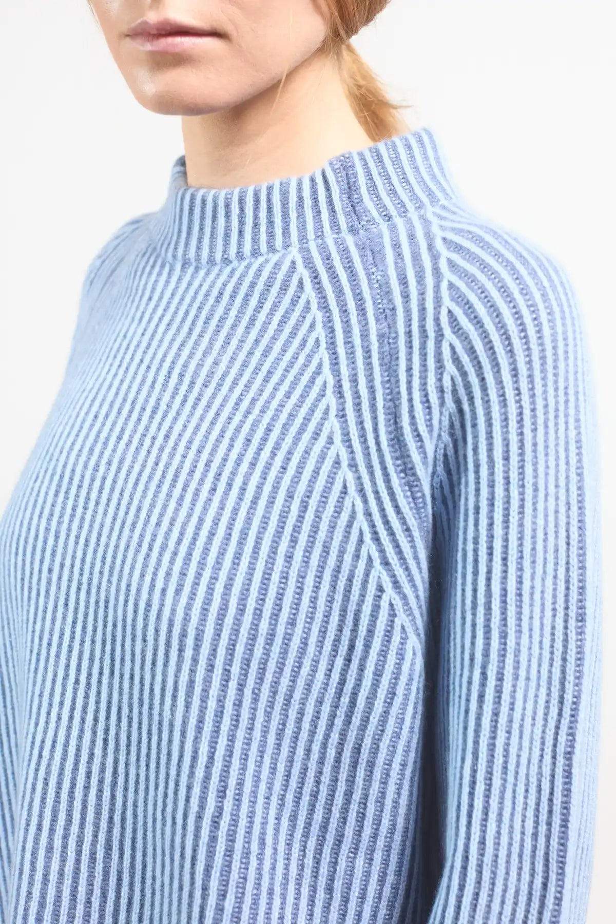 Bicolor English rib sweater Peonia Sky Blue-Denim