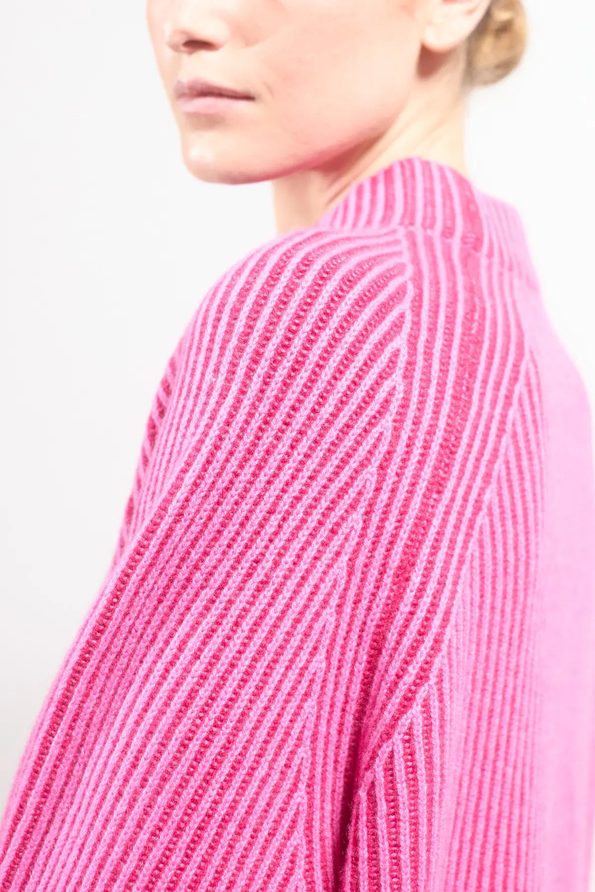 Bicolor English rib sweater Peonia Pink Barbie-Magenta