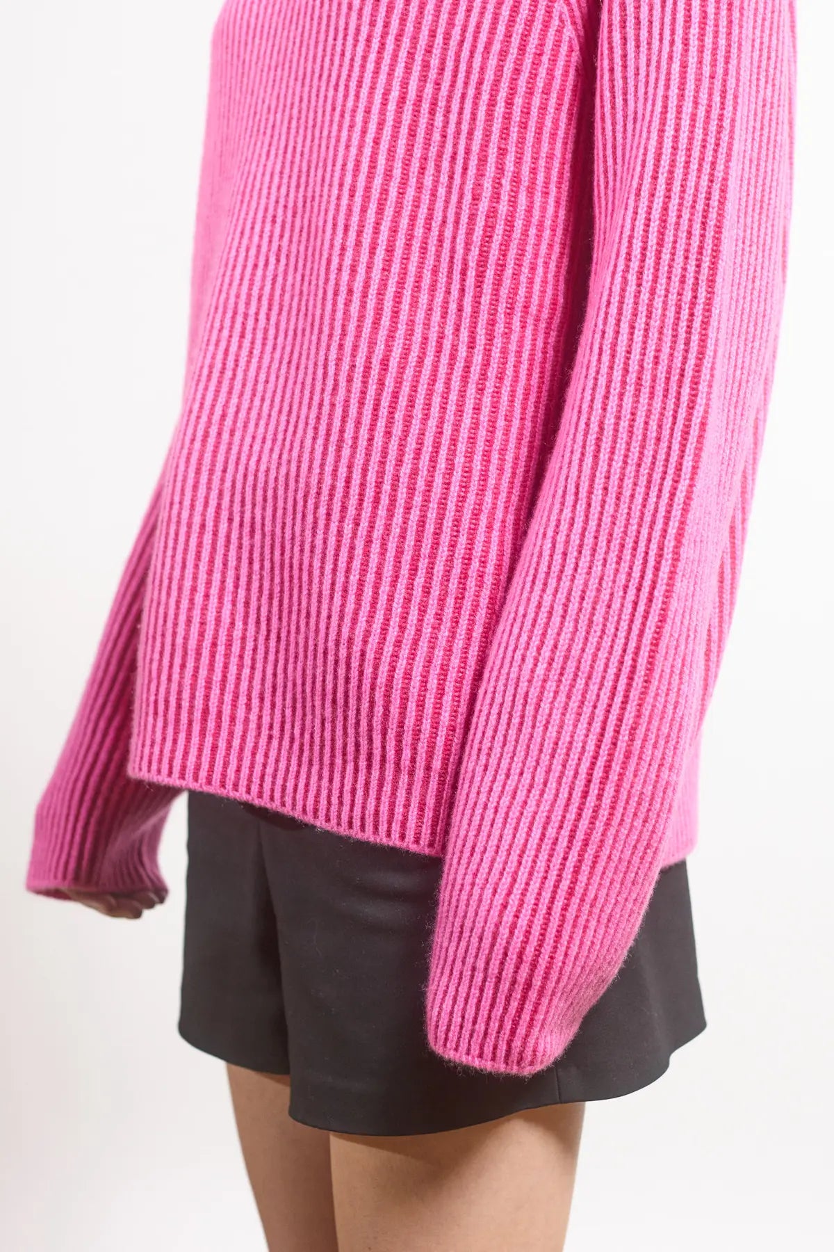 Bicolor English rib sweater Peonia Pink Barbie-Magenta