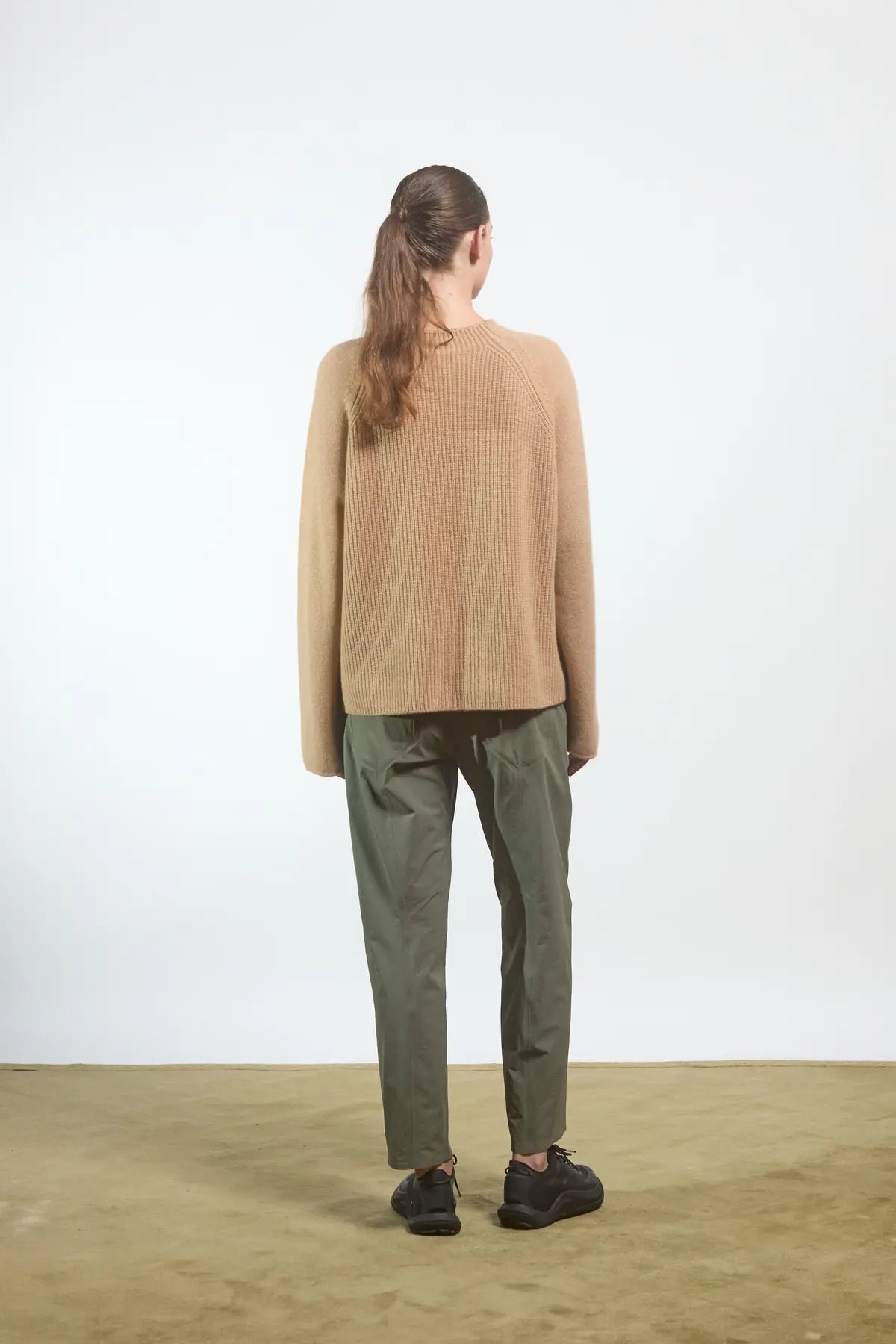 Maglione in maglia semplice con coste inglesi Campanulla Beige