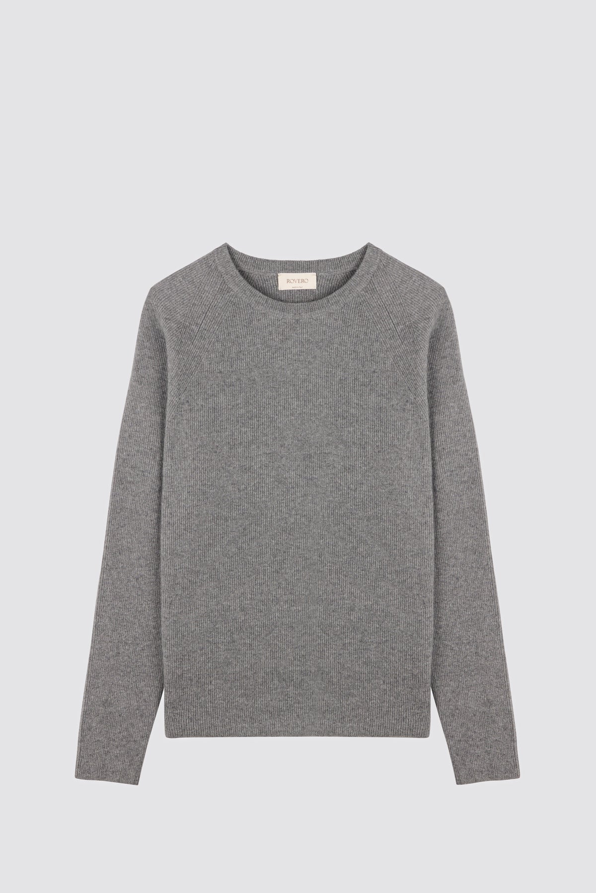 Crew neck sweater in English rib knit Timo Dark Grey