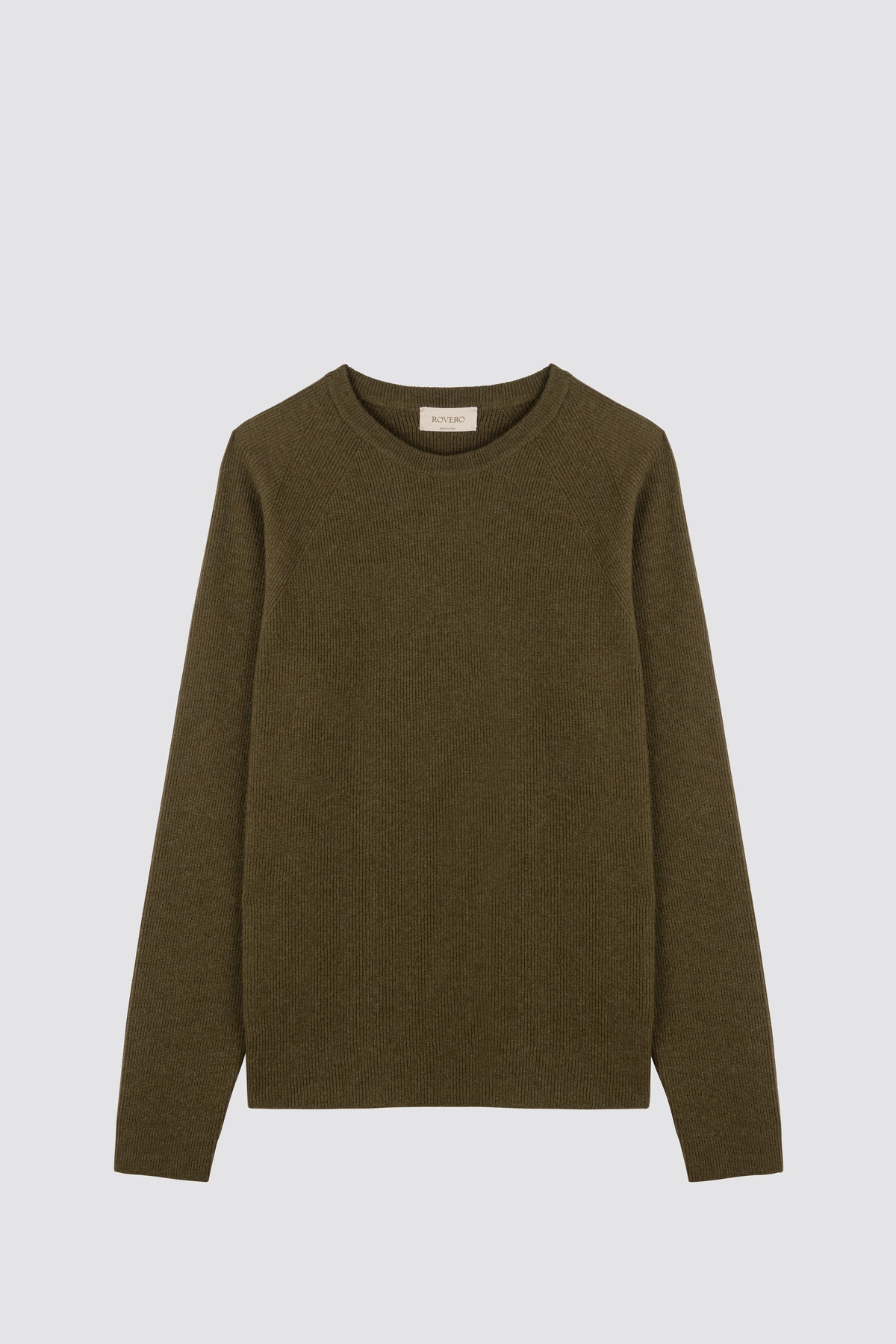 Crew neck sweater in English rib knit Timo Military Green