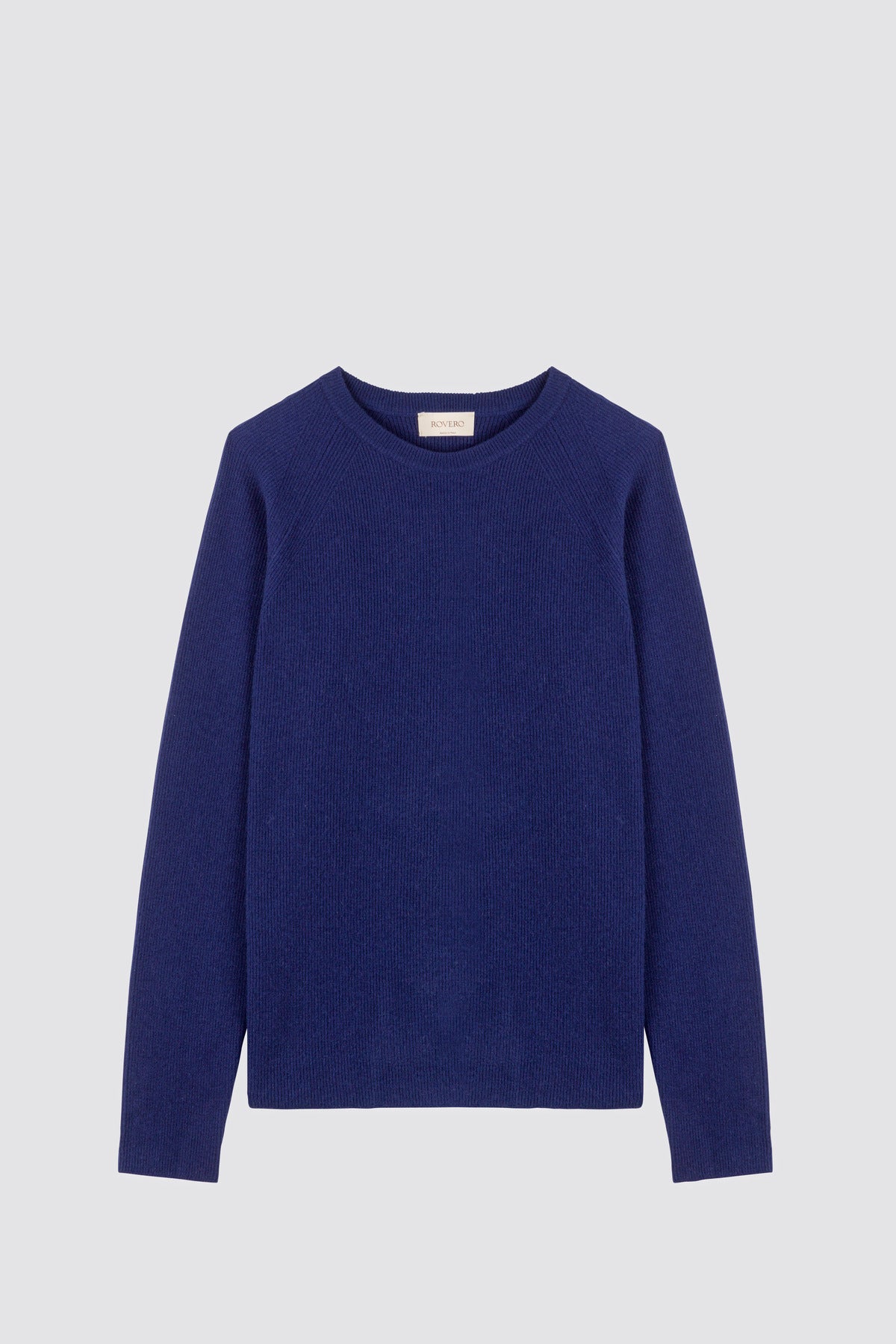 Crew neck sweater in English rib knit Timo Blue Navy