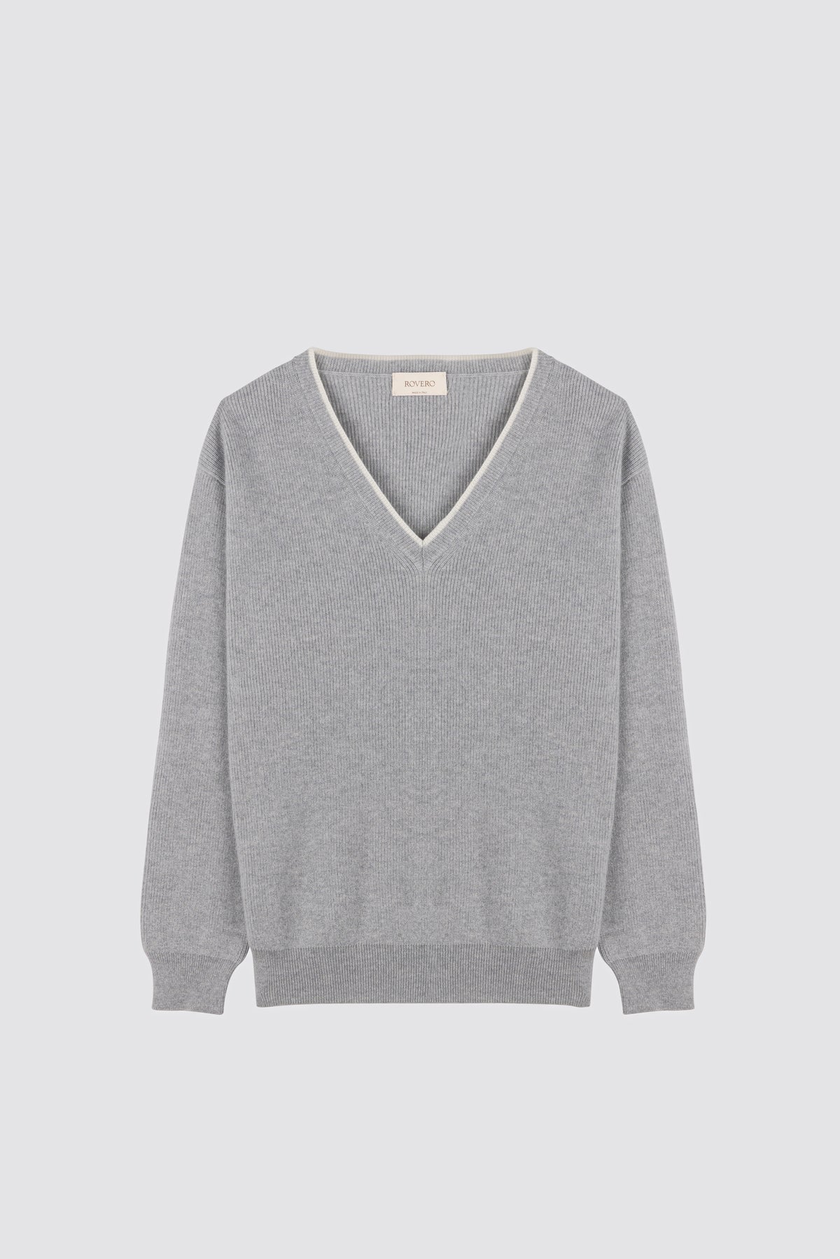 V-neck sweater Verbena Light Grey-Cream