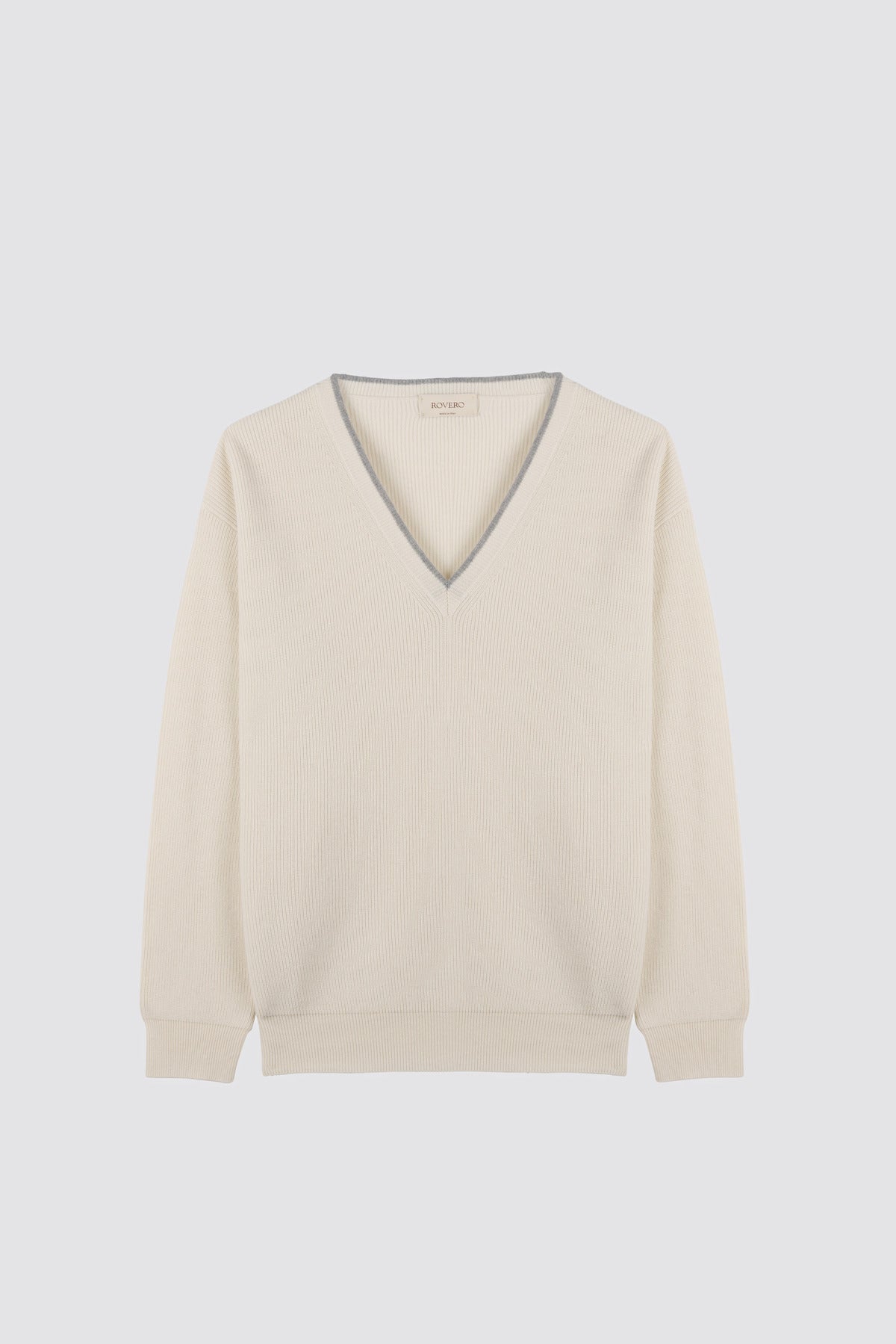 V-neck sweater Verbena Cream-Light Grey